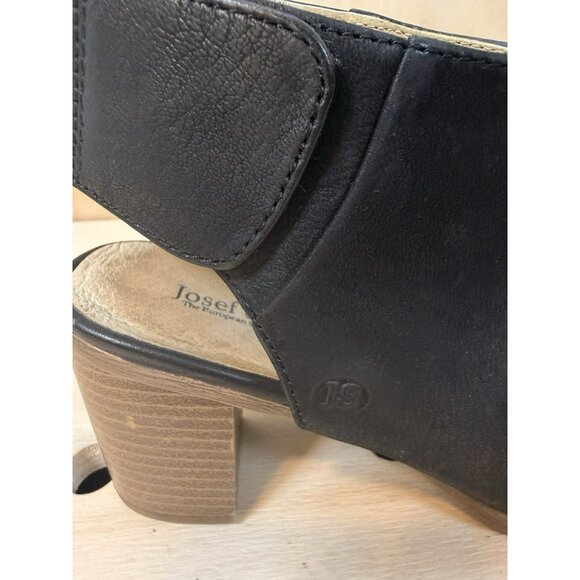 JOSEF SEIBEL Size 37 US 7 BONNIE Black Peep Toe Heels Bootie Shoes - Picture 3 of 9